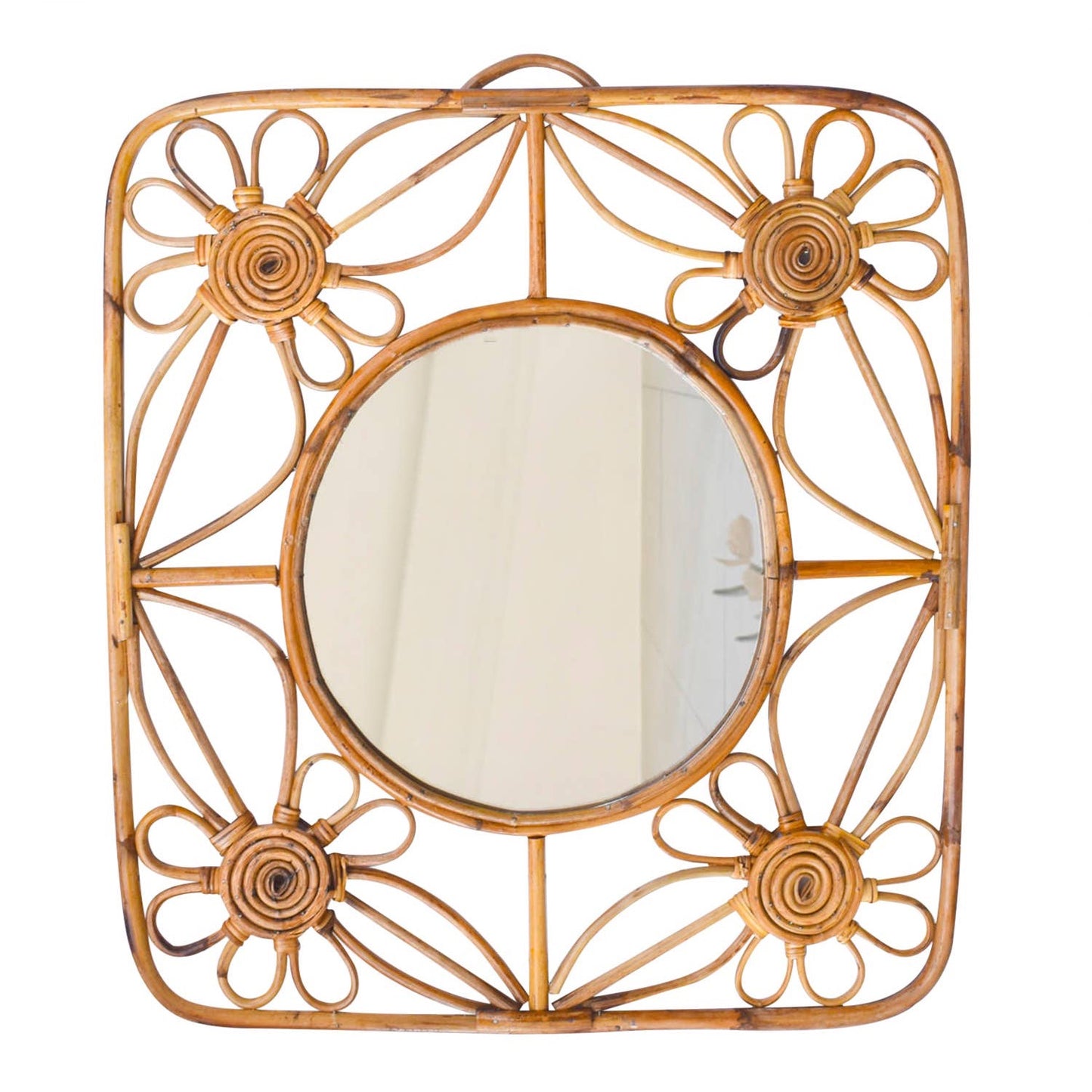 FLORAL RATTAN WALL MIRROR