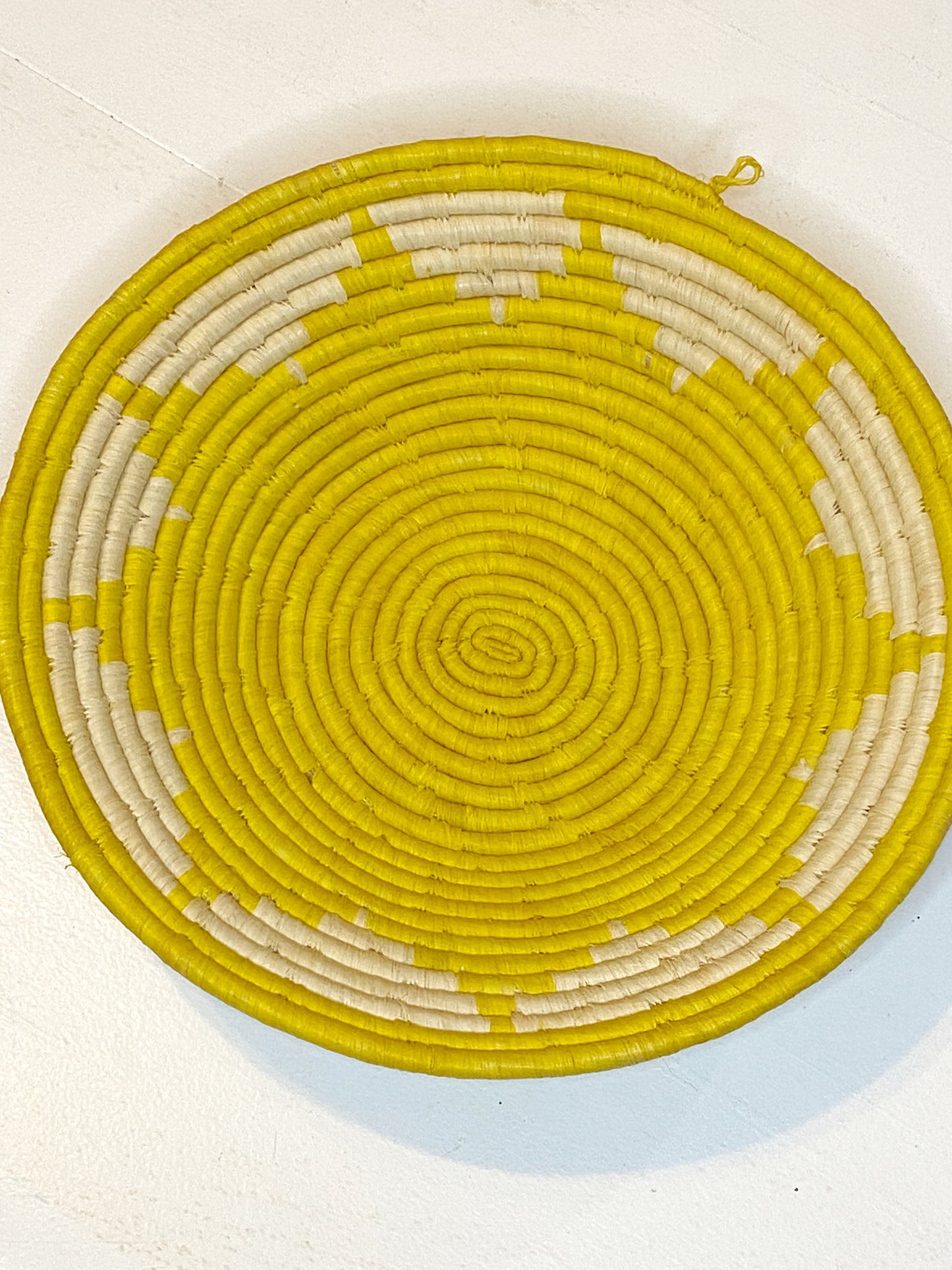 YELLOW BORDERED SUN MEDIUM WOVEN BASKET