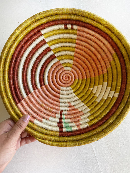 PINK + MUSTARD GEOMETRIC MEDIUM BASKET