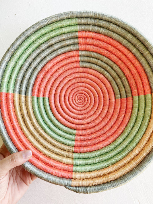 NEON PINK + MINT GEOMETRIC MEDIUM BASKET