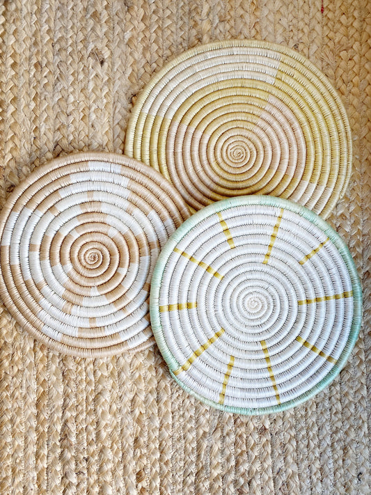 NATURAL + MINT HAND WOVEN TRIVETS