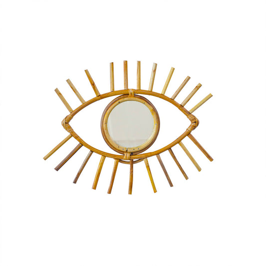 EVIL EYE RATTAN WALL MIRROR