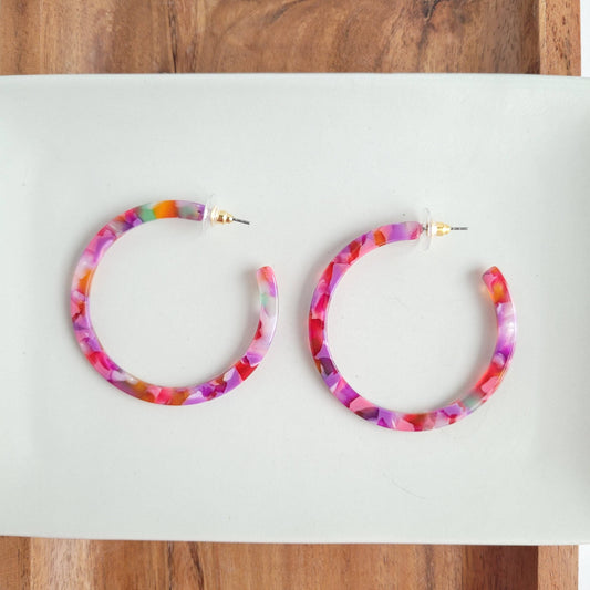 CLAIRE HOOP EARRINGS IN PARADISE PINK