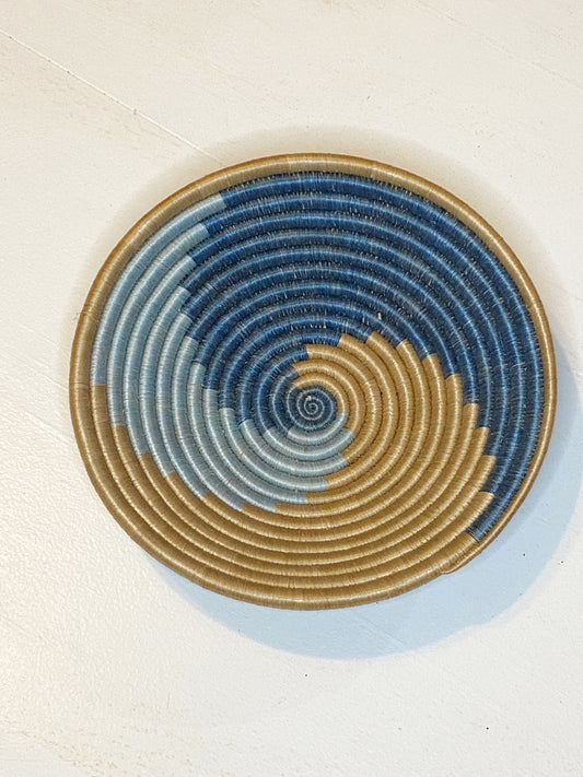 BLUE SWIRL SMALL WOVEN BASKET