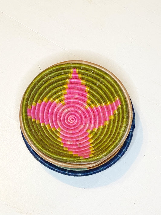 OLIVE + HOT PINK STAR EXTRA SMALL BASKET