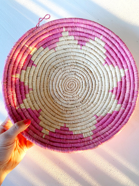 PINK SUN MEDIUM WOVEN BASKET BOWL