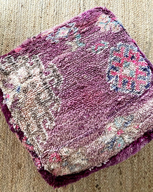 MOROCCAN KILIM FLOOR POUF IN PURPLE